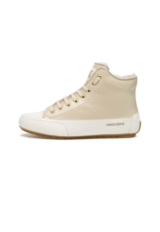Candice Cooper Plus Fur Buffered Calf/Crackled Patent Leather Ice-Ecru', Women's Lace-Up Shoes, 6.5 UK, Ice Ecru, 6.5 UK