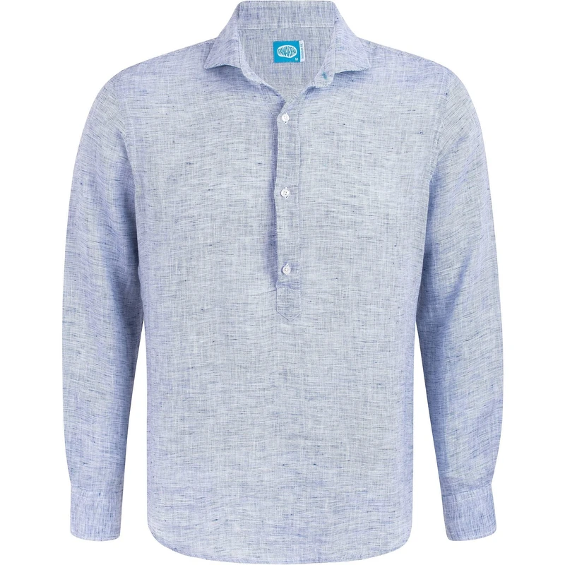 Panareha Men's Linen Popover Shirt MAMANUCA Blue (M)