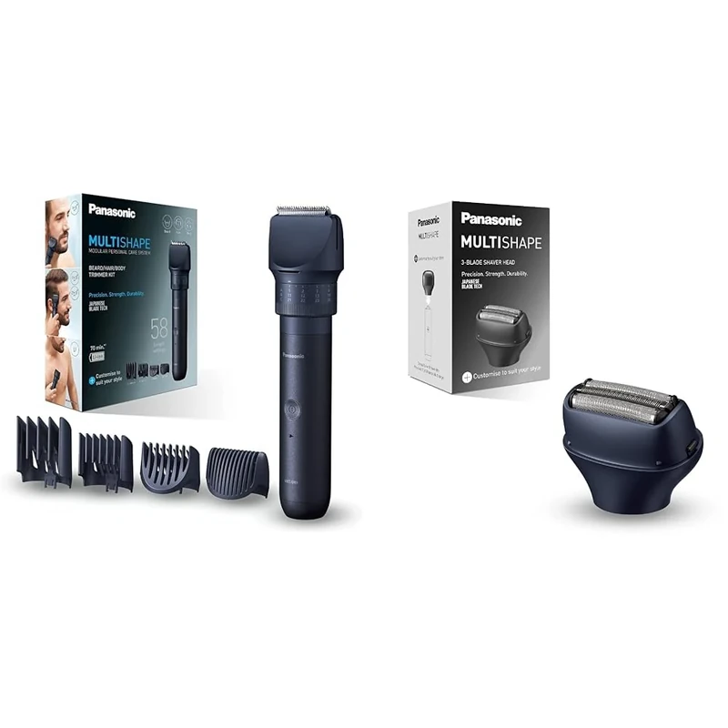 Panasonic Bundle of MULTISHAPE Modular Personal Care System, including handset with Beard & Hair Trimmer and 3 Blade Electric Shaver Head