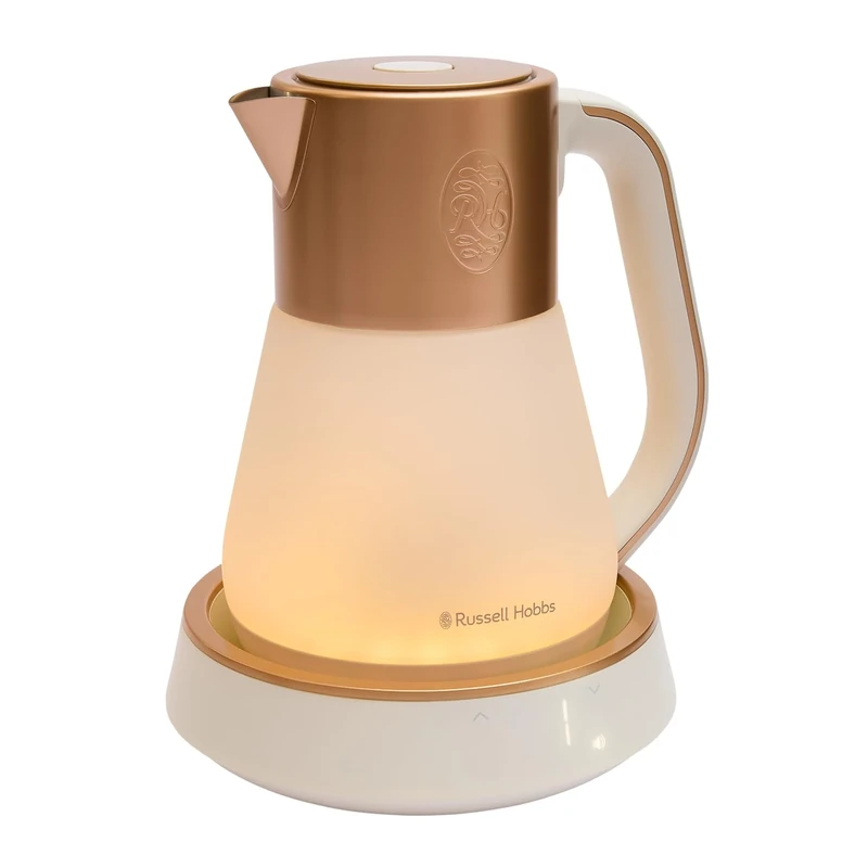 Russell Hobbs Calm Kettle (1.7L, AI-designed, Variable temperature 40-100°C, Digital display, Soothing sounds, 360° base, Frosted glass, Copper accents, Quiet boil technology, 3000W) 27450