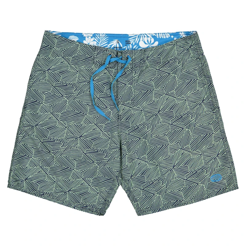 Panareha Men's Beach Shorts Made from Recycled Polyester Plaka Navy, Green (32)