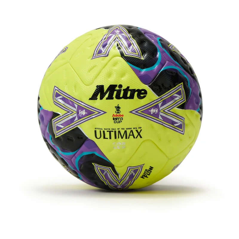Mitre Ultimax Pro Women's FA Cup Football | Official Adobe WFA Cup Match Ball | Vibe Lime Design | Hyperfoam Cushioning | Elite Performance Ball, Green/Purple/Black, 5 UK