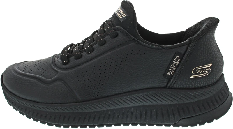 Skechers Women's Hands Free Slip-ins: Bobs Squad 4-Staple Look Sneaker, Black/White, 6 UK