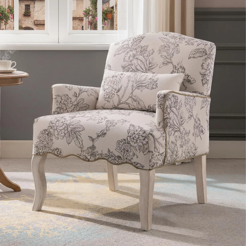 Ya-Home Modern Accent Chair Lounge Tub Armchair in Linen, Upholstered Single Sofa Occasional Leisure Chair for Bedroom/Living Room/Reading, Beige