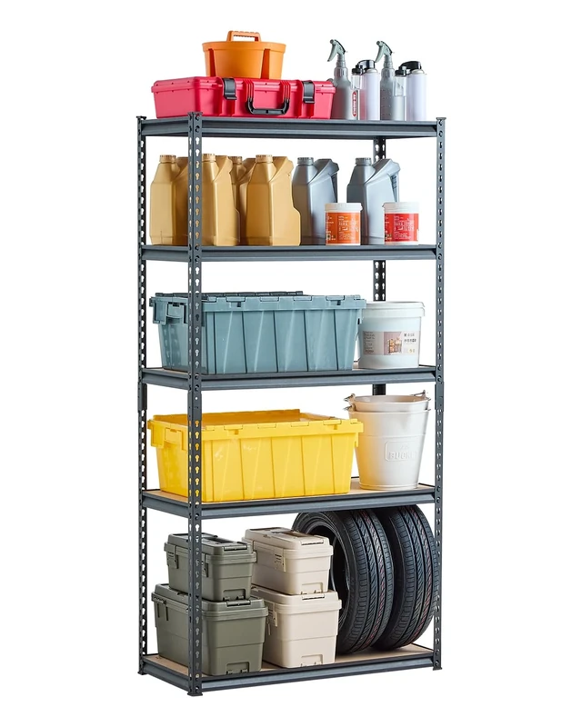 VEVOR Storage Shelves, 2000 lbs, 5 Tier Garage Storage Shelving, 16" D x 36" W x 71.4" H Adjustable Metal Shelves for Garage Shelves Utility Rack Shelf, Ideal for Kitchen, Warehouse, Basement, Black