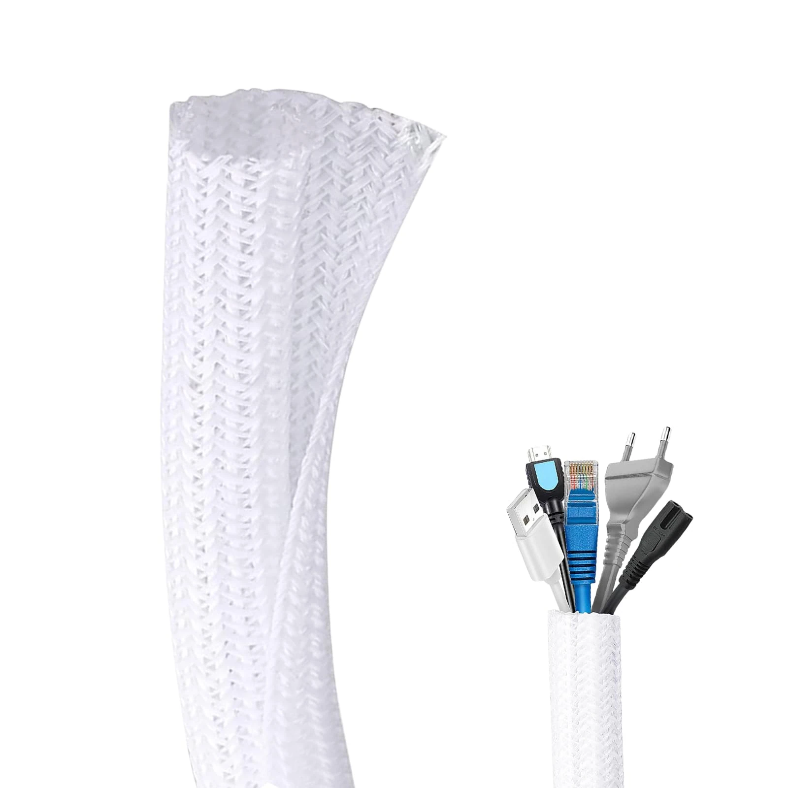 Flintronic 10ft - 1/2 inch Cord Protector, Wire Loom Tubing, Cable Sleeve Split Sleeving, Cable Tidy Sleeve, Protect Pets From Chewing Cords For USB Cable Power Cord Audio Video Cable for Home,Office