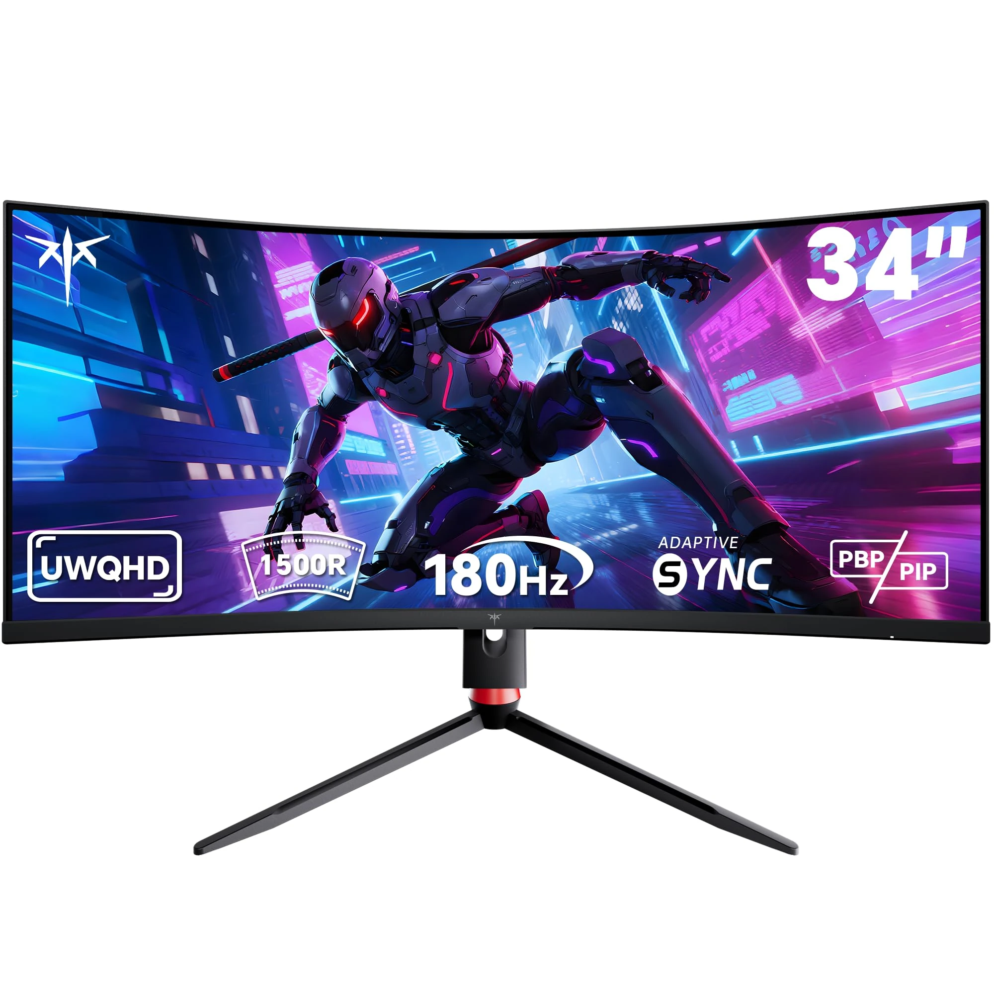 KTC 34 Inch Curved Ultrawide Monitor, UWQHD (3440 x 1440) 180Hz Gaming Monitor, Adaptive Sync, 21:9 VA Panel 1500R, 1ms MPRT, HDR10, 2 x DP 1.4 (180Hz), 2 x HDMI 2.1(100Hz), H34S18S