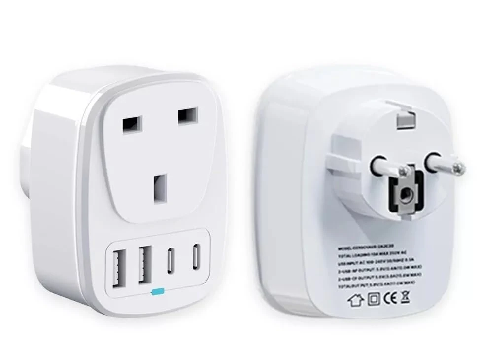 UK - EU TRAVEL ADAPTER for Asia Turkey Spain Italy Dubai Thailand France Morocco