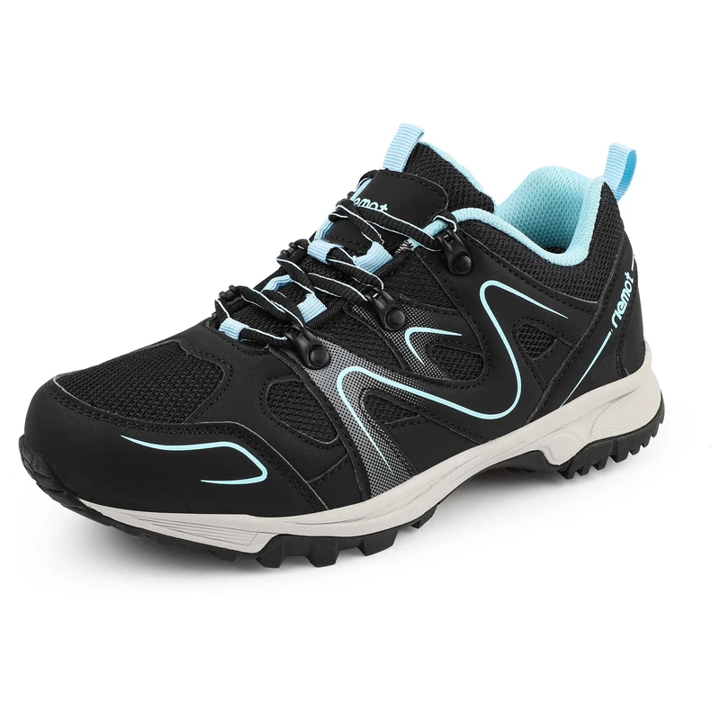 riemot Womens Waterproof Hiking Shoes, Black Blue, 9 UK
