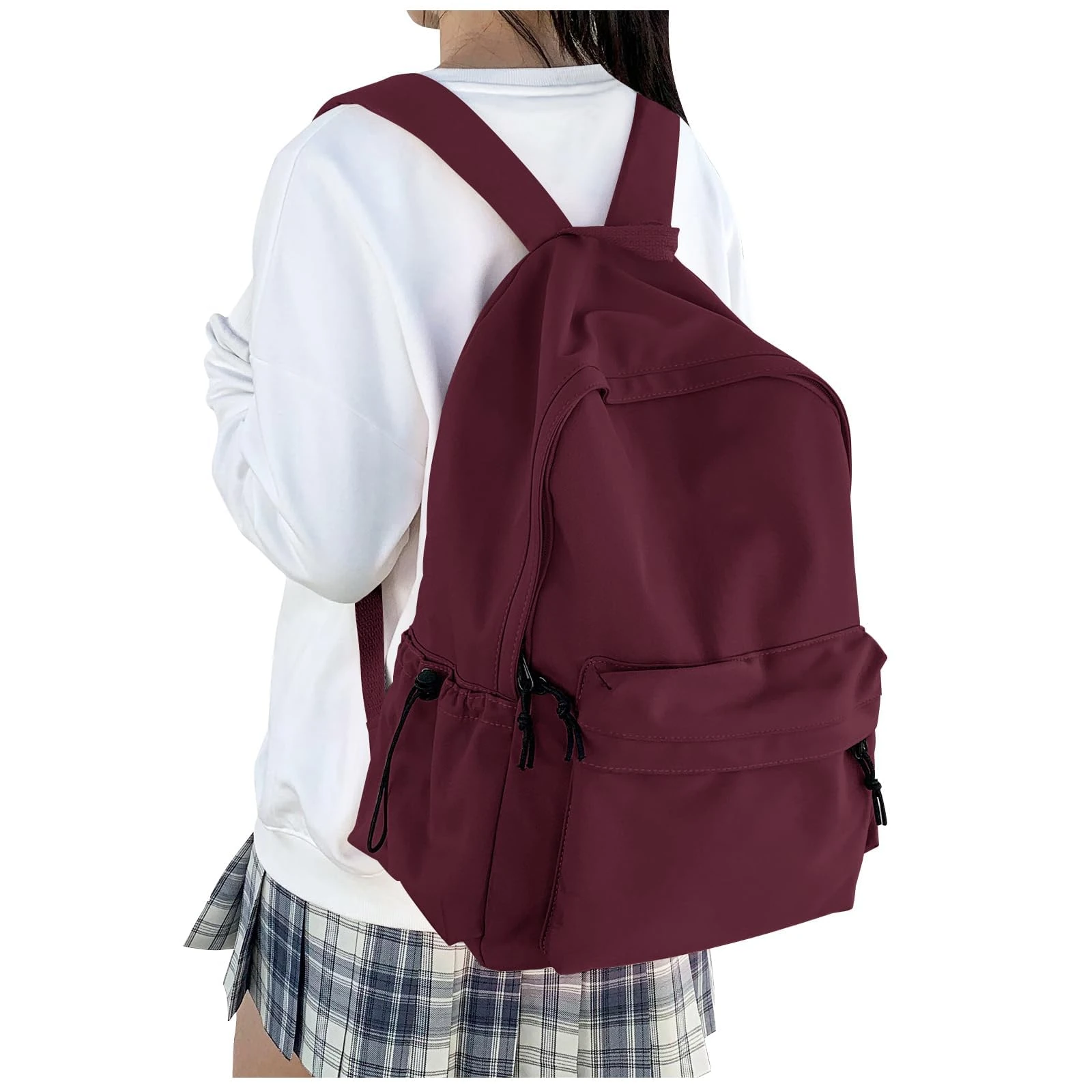 HYC00 School Backpack Womens, Causal Travel School Bags 14 Inch Laptop Backpack for Teenage Girls Lightweight College Rucksack Bag for Women Water Resistant Bookbag Schoolbags Work Daypack, Red