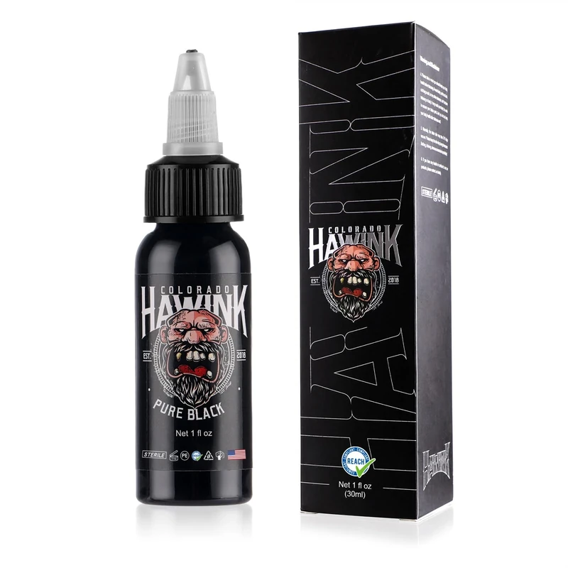 HAWINK Black Tattoo Ink Professional Pure Black Tattoo Supply 1oz (30ml) for Lining and Shading TI203-30-001