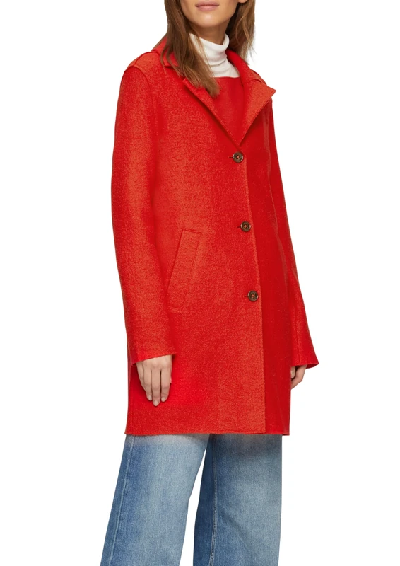 s.Oliver Unlined Short Wool Blend Coat with Open Edges, red, 10