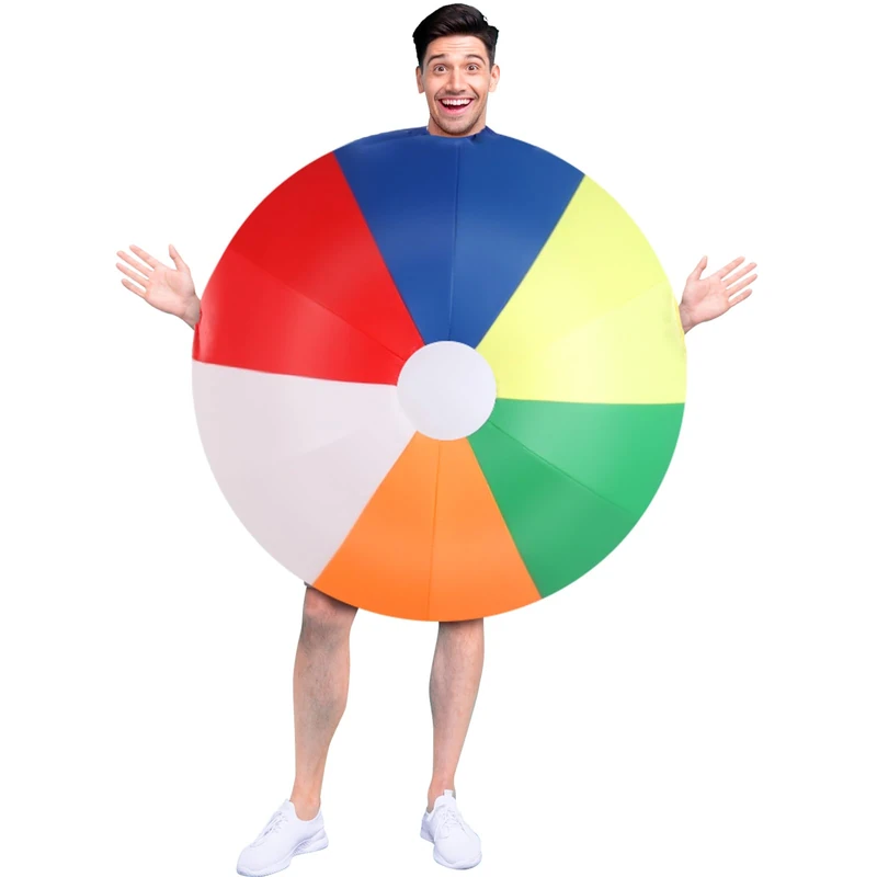 Hollowfly Adult Inflatable Costume 4.9-6.2 ft Halloween Costumes for Men Women Funny Blow up for Sports Party (Beach Ball)