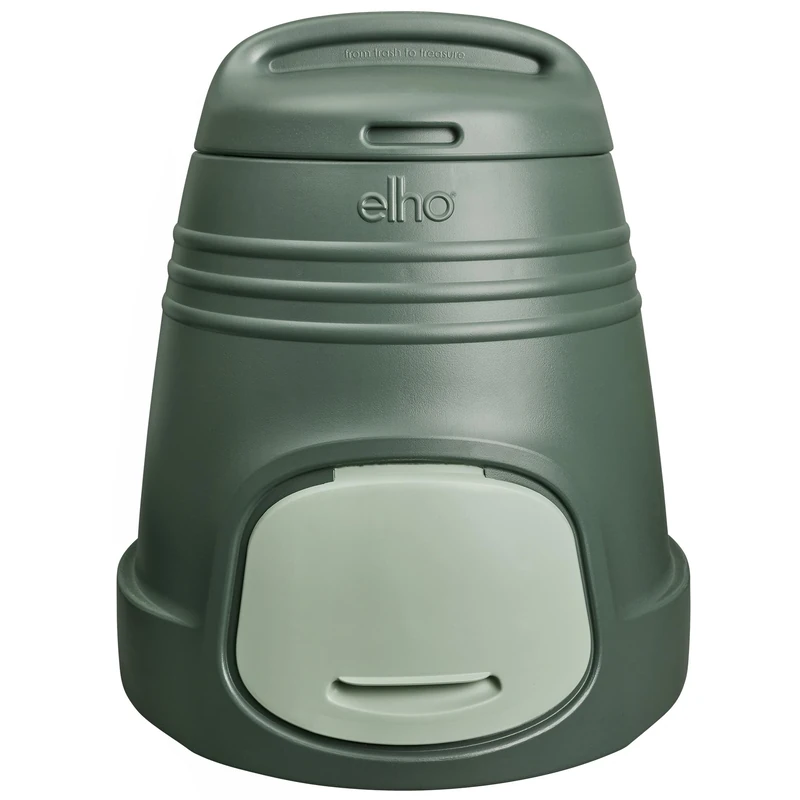 Elho Green Basics Composter 200L - Composter for Garden - 100% Recycled Plastic - Ø L 66.6 x B 65.0 x H 72.5 cm - Green/Leaf Green