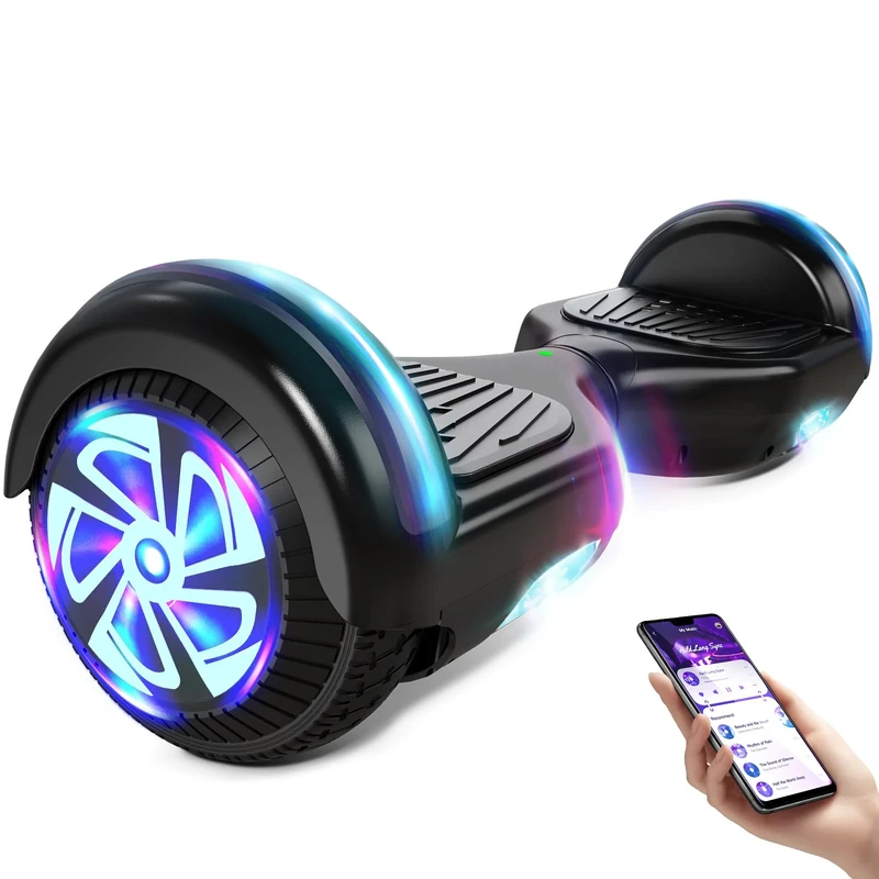 Hoverboard Self Balancing Scooter 6.5", Two-Wheel Self Balancing Hoverboard with Bluetooth Speaker and LED Lights Electric Scooter- Pure Color Series