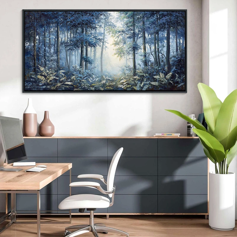 Mofutinpo Forest Canvas Wall Art 20x40in - Navy Blue Landscape