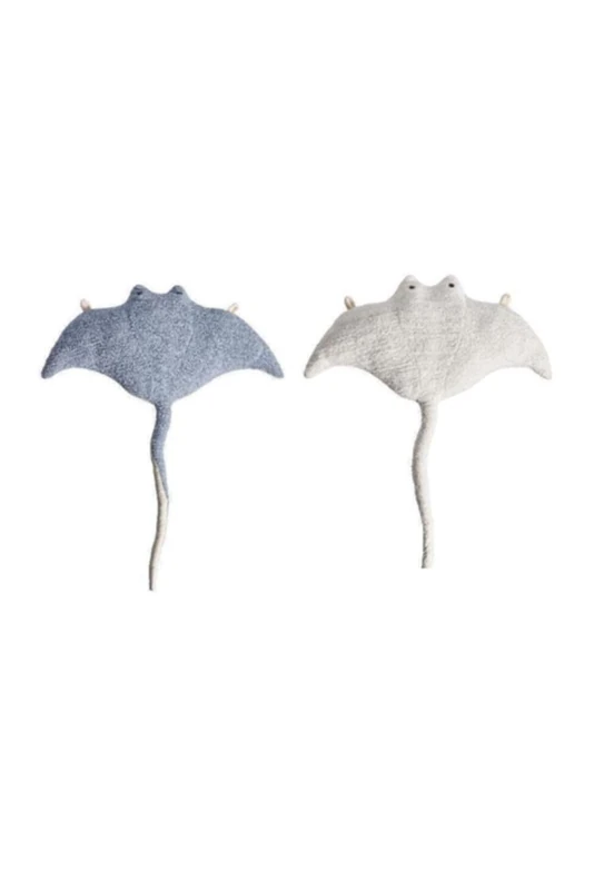 Set of 2 Plush infantiles de pared formado por mantarraya Azul claro y mantarraya Blanco
