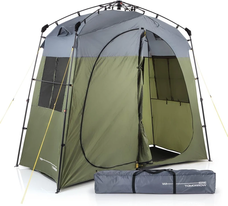 Lumaland Where Tomorrow Pop Up Shower Tent for 2 People, Camping Toilet and Changing Room for Outdoor & Festival, Lightweight & Waterproof, Mobile Shower with Divider, Throwing Tent Bivouac