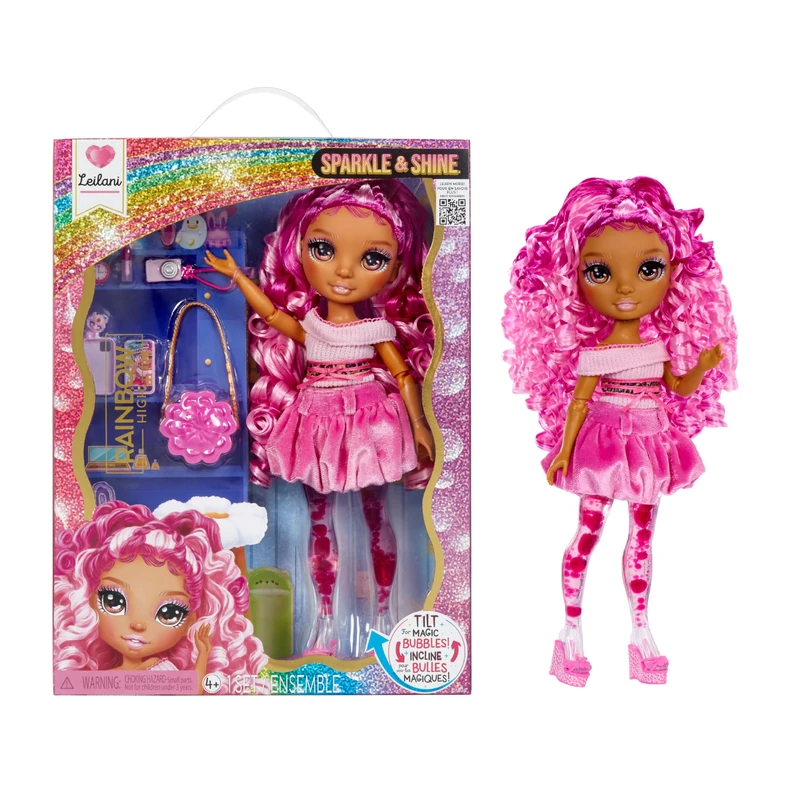 Rainbow High Sparkle & Shine Doll - Leilani - 28cm Fashion Doll with Pink Hair and Magic Bubbles in Legs, Colour, Style, Play, Collectable, for Children Ages 4 to 12+