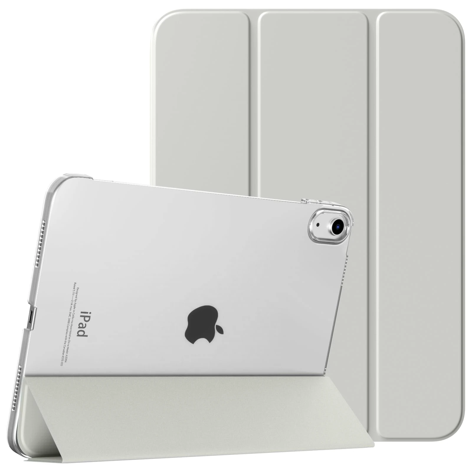 TiMOVO Case for iPad (A16) 11th Generation 11 Inch 2025/iPad 10th Generation 10.9 Inch 2022, Slim Stand Cover with Hard Translucent Back, Support Touch ID, Auto Wake/Sleep, Apricot Gray