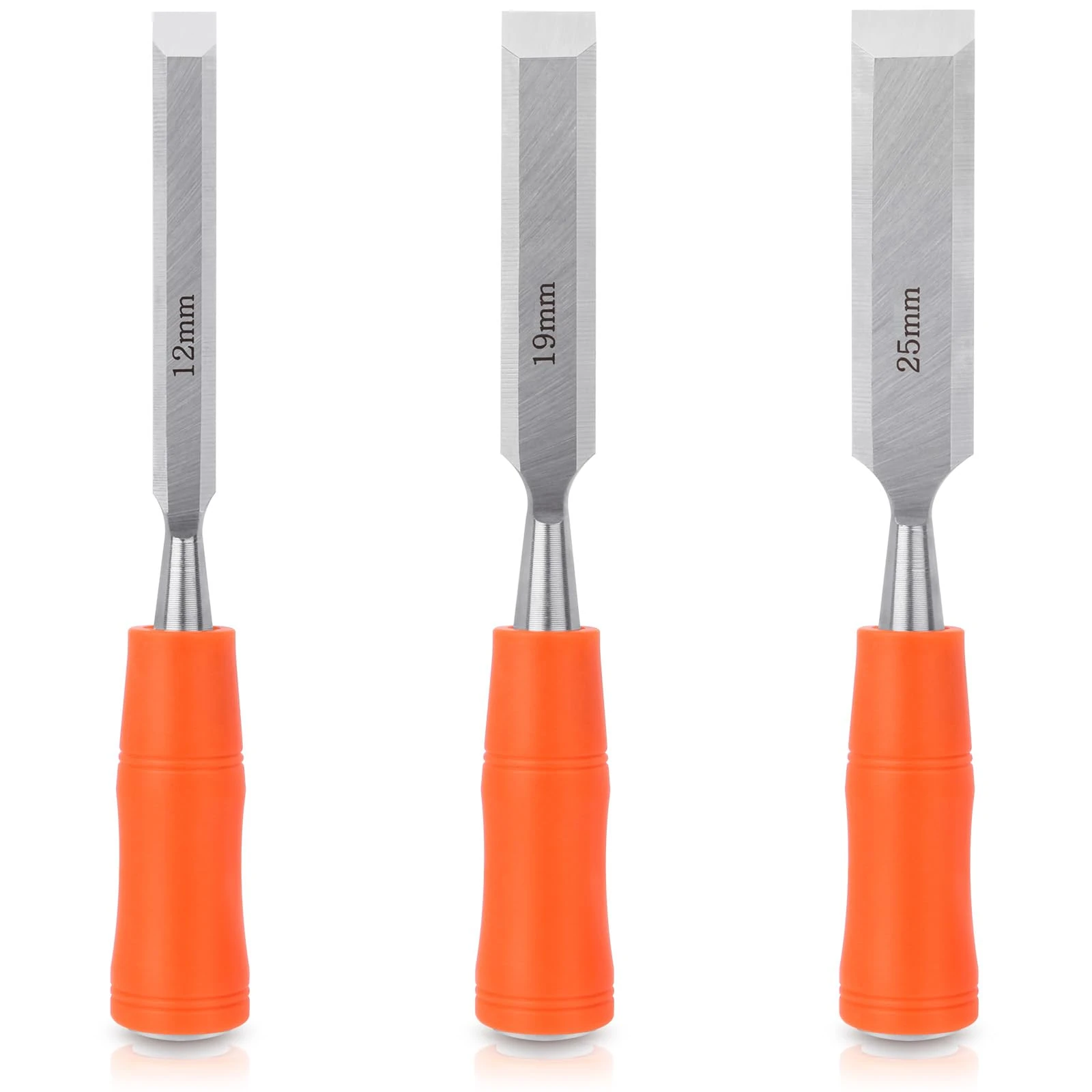 3 Pcs Wood Chisel Sets,Wood Chisel for Woodworking DIY, Wood Carving Chisels with Bevel Edge and Ergonomic Handle, Chizzle Set for Wood Carving Sculpting Carpentry Wood Tools 12mm, 19mm, 25mm
