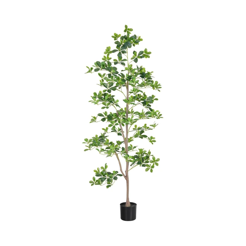 Zstar 180 cm Artificial Schefflera Tree, Large Artificial Trees with Tofp for Indoor Decoration, Large Artificial Plants Schefflera Tree with Natural Trunk, Realistic Leaves for Home, Office, Balcony