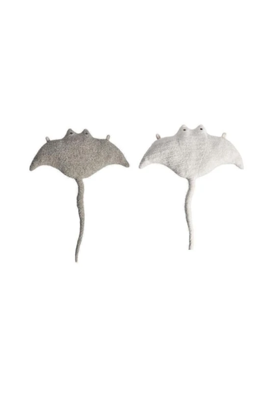 Set of 2 Plush infantiles de pared formado por mantarraya gris y mantarraya Blanco