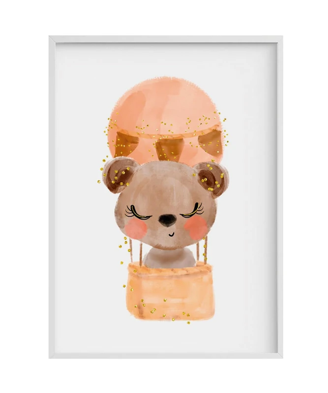 Cuadro Infantil Oo Marron en Globo Marron