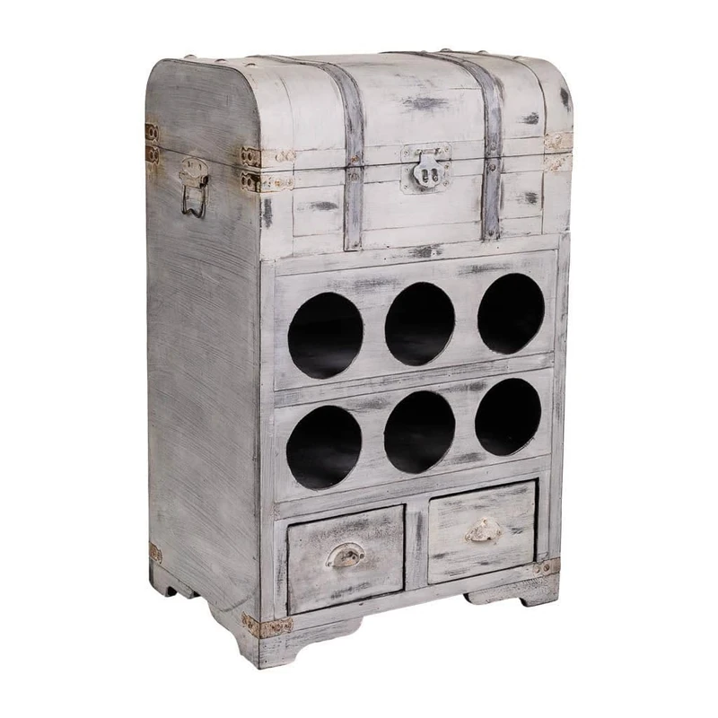 AlexandreHouse Baul Botellero De Madera With Arcon Y Hueco De 6 Botellas