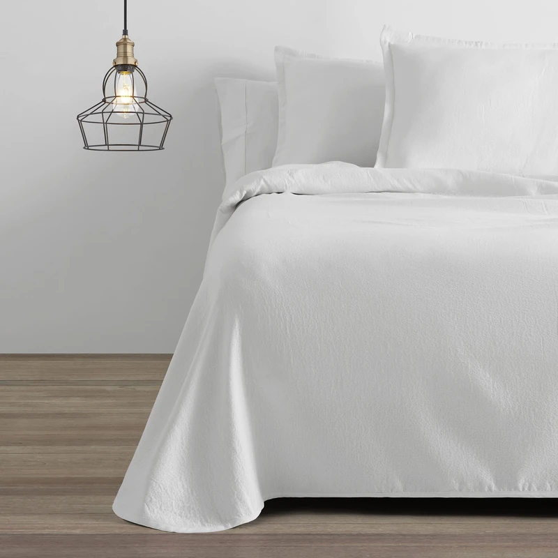 AlexandreHouse Colcha/Cubrecama de algodón reciclado Rice colour white for cama de 150 cm