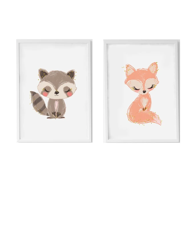 AlexandreHouse Set of 2 cuadros infantiles formado por cuadro ardilla y cuadro ilustracion zorro - Image 1