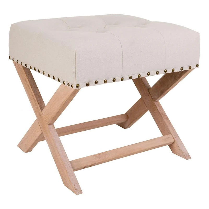 AlexandreHouse Banqueta De Madera Tapizada - Image 1