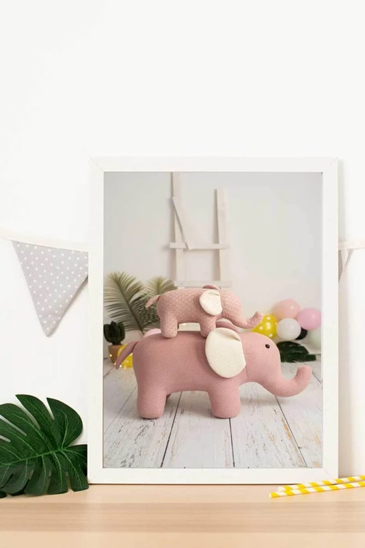 AlexandreHouse Cuadro Infantil Photography Familia Elephantes Pink