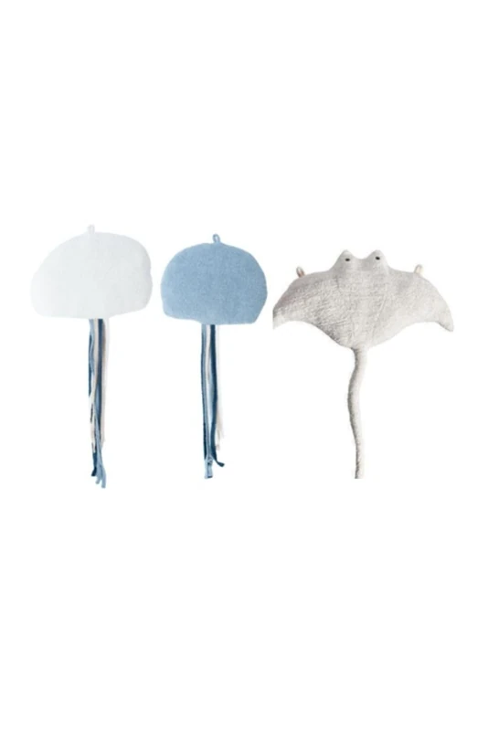 Set of 3 Soft Toys for Medusa Azul, Medusa Blanca y mantarraya Blanco - Image 1