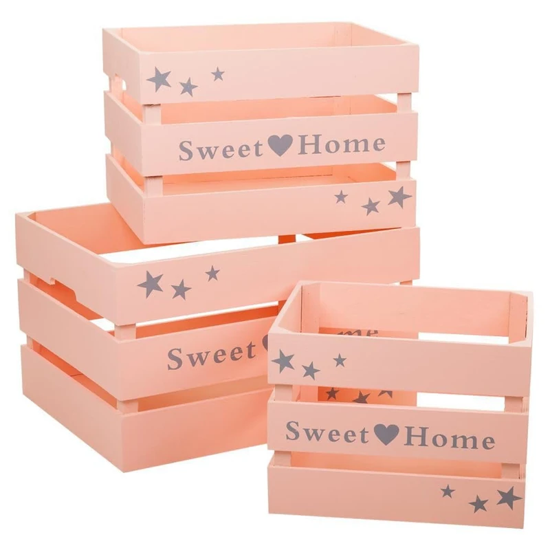 Cajones De Madera Lac Pink Set 3 Pieces