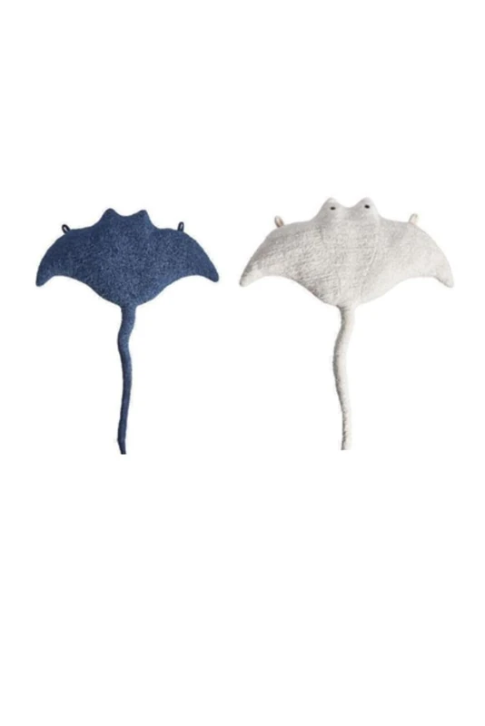 AlexandreHouse Set of 2 plush infantiles de pared formado por mantarraya azul oscuro y mantarraya blanco