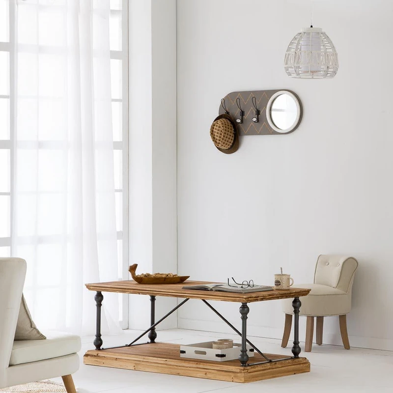 AlexandreHouse Percha Con Espajo De Madera Y Metal