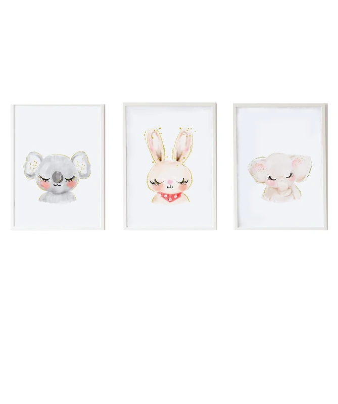 Set of 3 Children's Lamps Formado by Lámina Koala, Lámina Conejo y Lámina Elephant