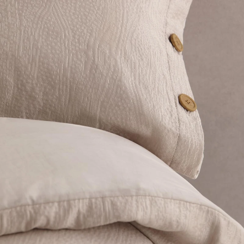 AlexandreHouse Dúo de funda nórdica de algodón Dunes natural - Cama de 180 cm - Cierre con botones - Image 1