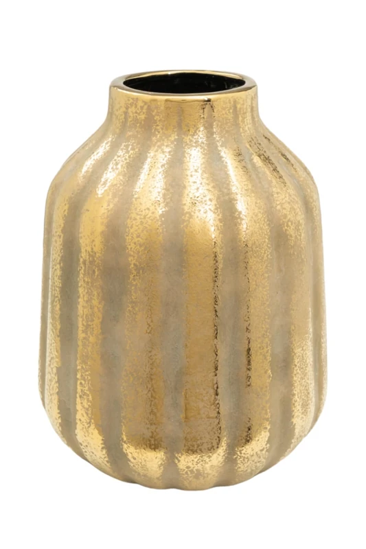 Florero Porcelain Rayado Dorado
