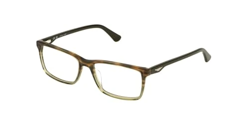 POLICE Men's Vpln82 Sunglasses, Striped Brown+Green, 54