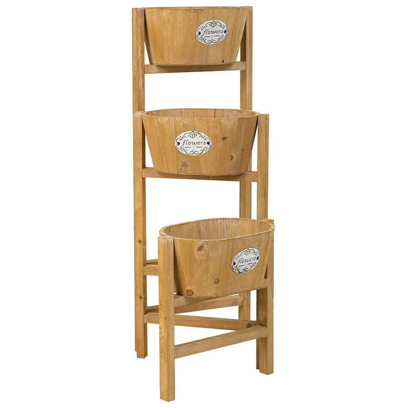 AlexandreHouse Soporte con 3 Cestos De Madera Brown - Image 1
