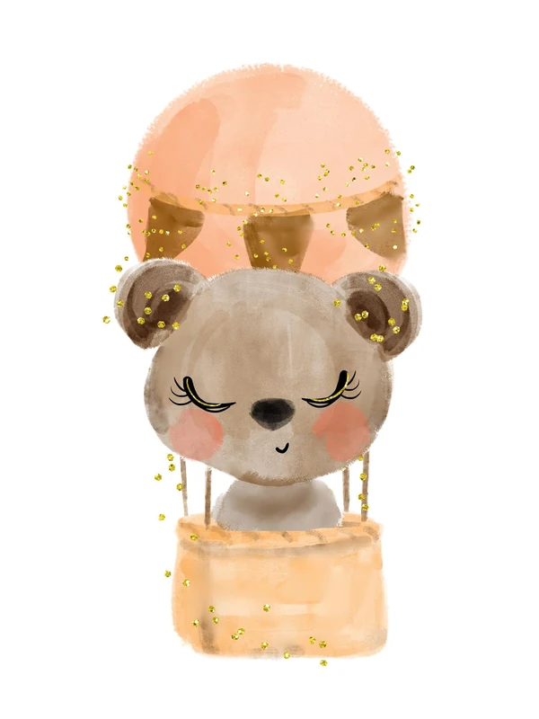 Lámina Infantil OSO Marron en Globo Marron - Image 1
