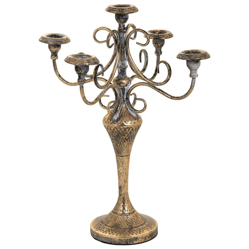 Candelabra De Metal Dorado