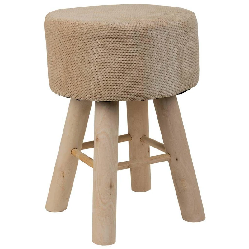 AlexandreHouse Taburete De Madera Y Forrado De Tela Brown