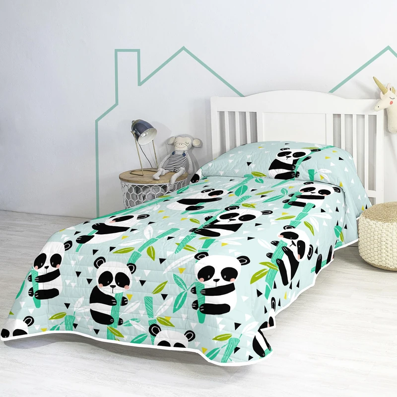 Panda garden blue Bedspread 200 x 260 cm (Bed 105)