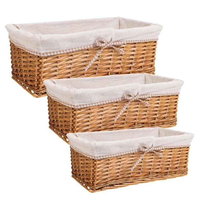 Cestos Mimbre Forrado Set 3 Pieces