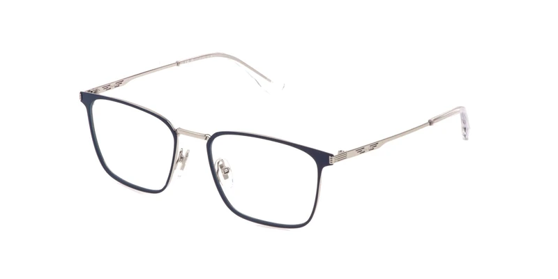 POLICE Men's Vplq70 Sunglasses, Brilliant Palladium W/Blue Parts, 55