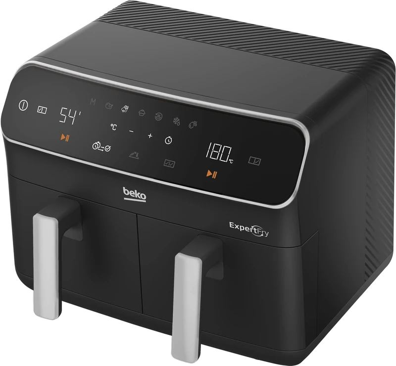 Beko Dual Zone Air fryer ExpertFry FRL5387B | 8.5L Capacity | Smart Finish | Match Cook | Wide LED Screen | 7 Automatic Cooking functions | Dehydrate | Air Fry, Black