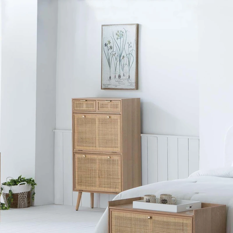 Mueble Zapatero De Madera Y Rejilla